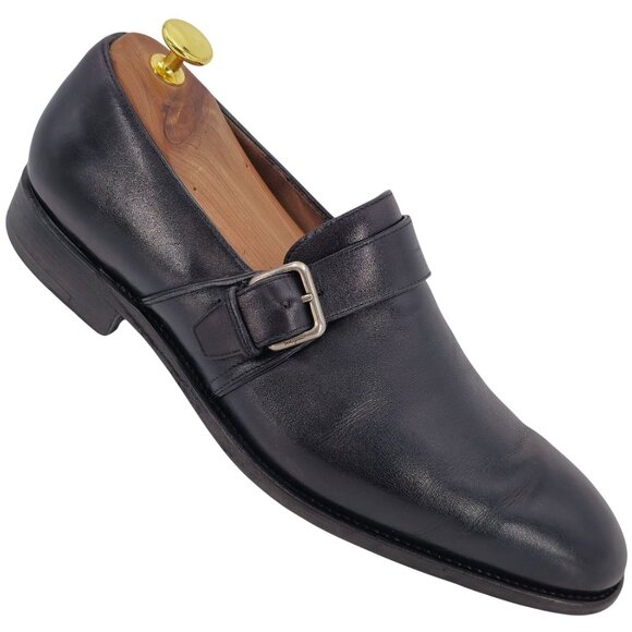 Salvatore Ferragamo Italy Tramezza 8.5 Black Calf Monk Strap Loafers Dress Shoes - Picture 1 of 10